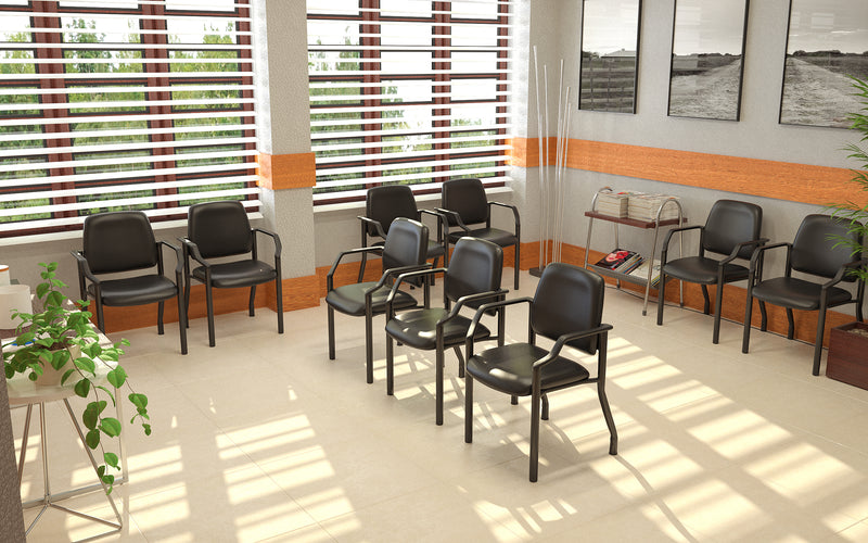 Boss Mid Back Guest Chair, 300 lb Capacity, Antimicrobial Vinyl, Black (B9591AM-BK) Each