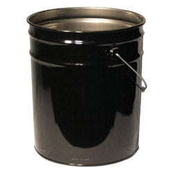 Freund Unlined Open Head Steel Pail, 5 Gallon, 10.9 in Cap, Black (302-1252) Each