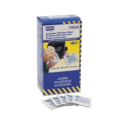 Honeywell Respirator Refresher Wipe Pads, 9 3/4 in x 4 1/2 in, White (068-7003A) 1 Box