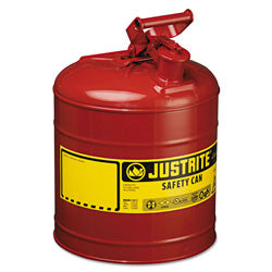 Justrite Type I Steel Safety Can, Flammables, 5 gal, Red (400-7150100) Each