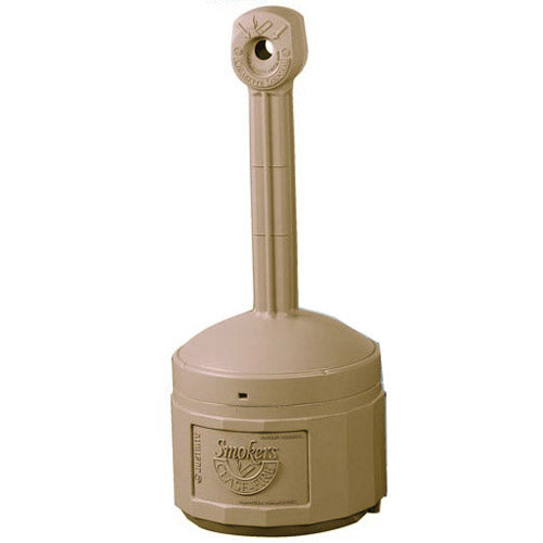Justrite Smokers Cease-Fire Cigarette Butt Receptacles, 16 qt, Polyethylene, Adobe Beige (400-26800B) Each