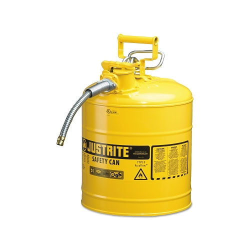 Justrite Type II AccuFlow™ Safety Can, Diesel, 5 gal, Yellow, 5/8" Hose (400-7250220) Each