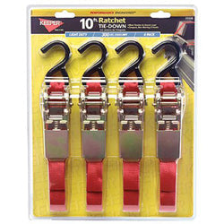Keeper Ratchet Tie-Down Strap, S-Hooks, 1 in W, 8 ft L, 1,200 lb Capacity (130-03508-V) Pack of 4