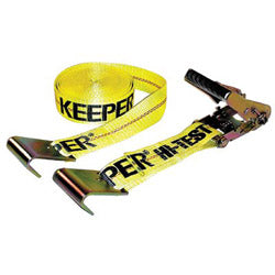 Keeper Ratchet Tie-Down Strap, Flat Hooks, 2 in W, 27 ft L, 3,333 lb Load Cap, Heavy Duty (130-04623) Each