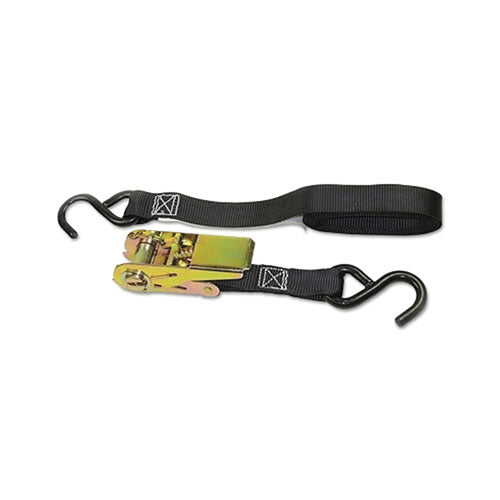 Keeper Ratchet Tie-Down Strap, S-Hooks, 1 in W, 10 ft L, 300 lb Load Cap, High Tension (130-05508V) 1 Pack