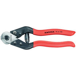 Knipex Wire Rope Cutters, 190 mm OAL, Shear Cut/Precise Crimping, 2.5 mm to 7.0 mm (414-9561190) Each