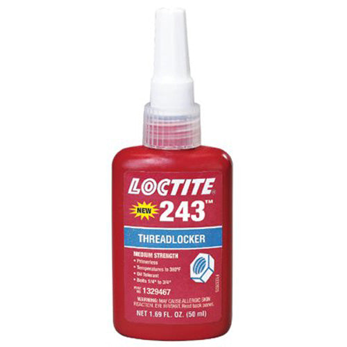 Loctite® 243™ Medium-Strength Primerless Threadlocker, 50 mL, 1/4 in to 3/4 in dia, Blue (442-1329467) Each