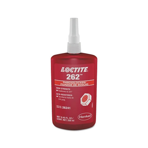 Loctite® 262™ Threadlocker, Medium to High Strength, 250 mL, Red (442-135375) Each
