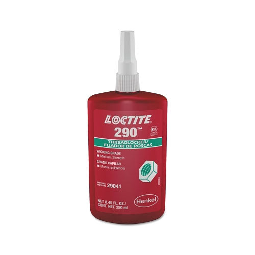 Loctite® 290™ Medium-Strength Wicking Grade Threadlocker, 250 mL, 1/2 in dia or Smaller, Green (442-135393) Each