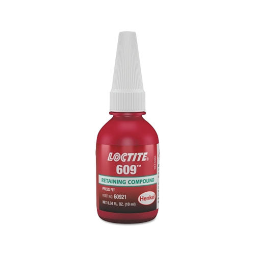 Loctite® 609™ Retaining Compound, General Purpose, 10 mL Bottle, Green, 3,000 psi (442-135511) Each
