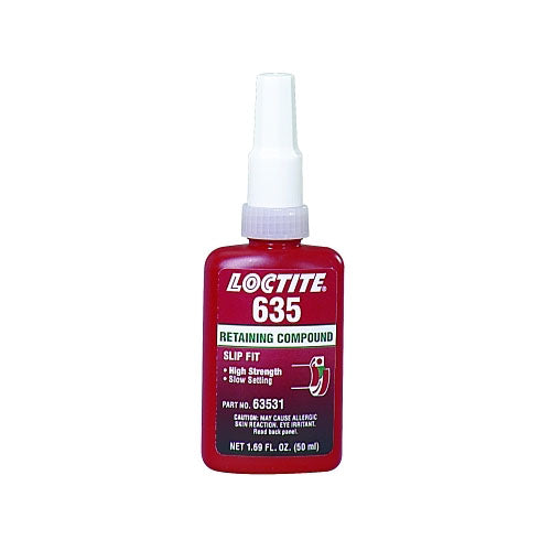 Loctite® 635™ Retaining Compound, High Strength/Slow Cure, 50 mL Bottle, Green, 4,000 psi (442-135516) 1 Bottle