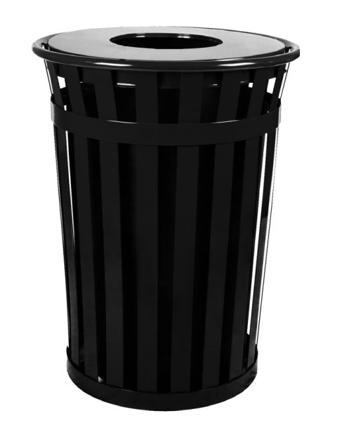 Oakley® 36-Gallon Slatted Waste Receptacle in Black - Quick Ship (QS-M3601-FT-BK) Each