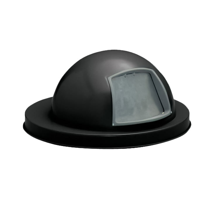 Black Expanded Metal Dome-Top Outdoor Waste Bin with Liner (5196) Each