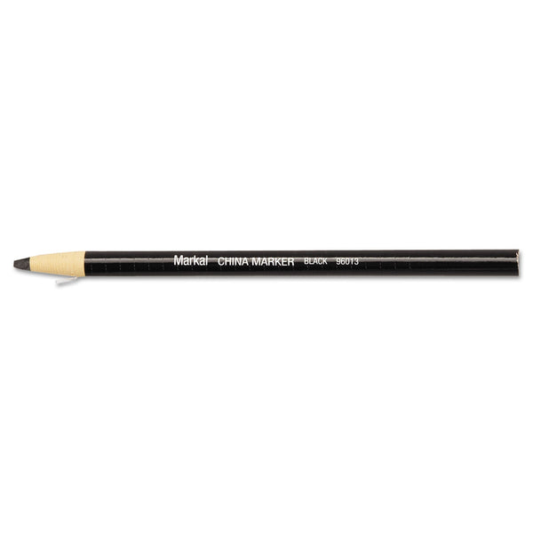 Markal China Marker, Black, Paper-Wrapped Tip Pencil (434-96013) Box of 12