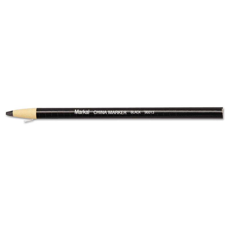 Markal China Marker, Black, Paper-Wrapped Tip Pencil (434-96013) Box of 12