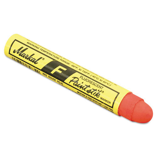 Markal F® Paintstik® Solid Marker, 11/16 in dia x 4-3/4 in L, Fluorescent Red (434-82832) Case of 12
