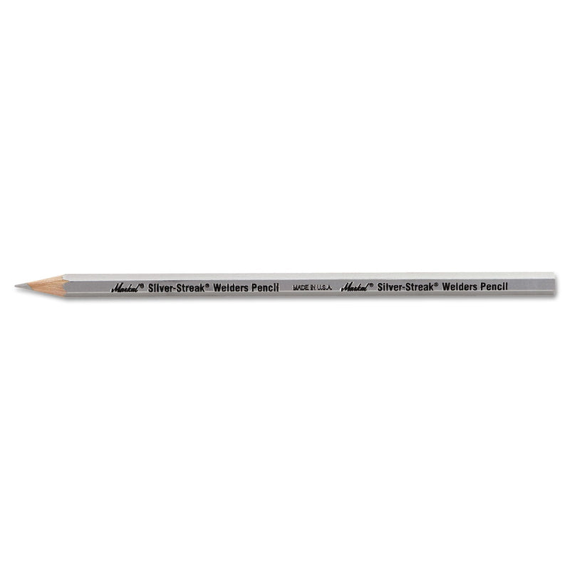 Markal Silver-Streak® Welders Pencil, #2 Lead, 7 in, Silver (434-96101) 12 Pairs