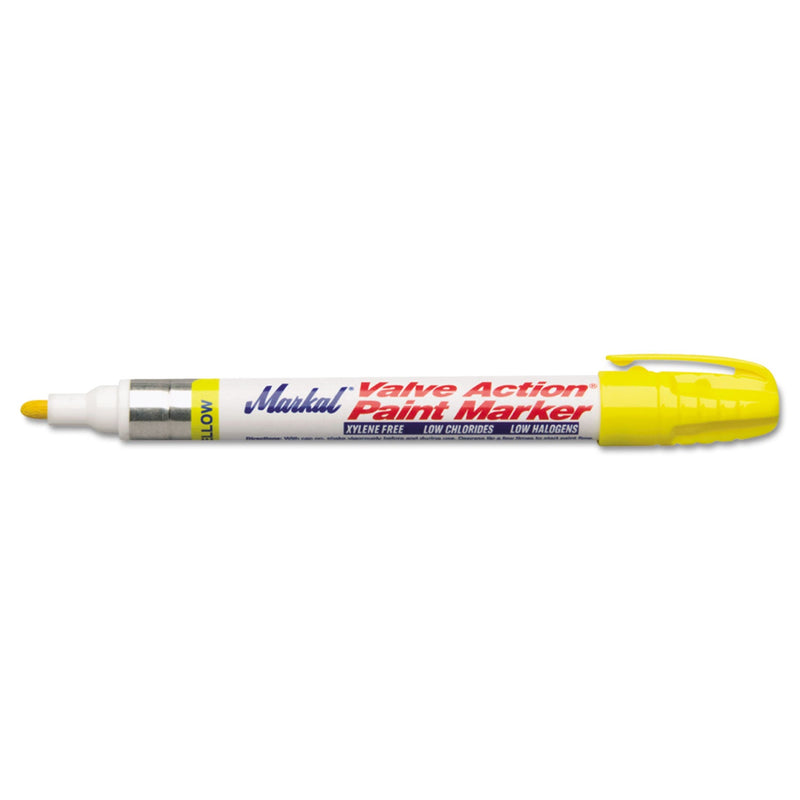 Markal Valve Action® Paint Marker, Yellow, 1/8 in, Medium (434-96821) Each