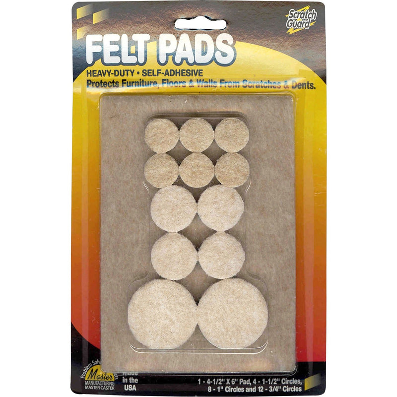 Scratch Guard Self Stick Felt Pads, Assorted Dia. Circles & 4 1/2 x 6 Pad (MAS88499) Kit