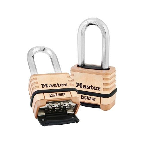 Master Lock® ProSeries® Resettable Combination Padlock, 3/8 in dia x 15/16 in W x 2-1/16 in H Shackle, Brass, Carded (470-1175DLH) Each