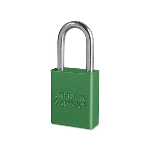 Master Lock® Solid Aluminum Padlock, 1/4 in dia, 1-1/2 in L x 3/4 in W, Green (045-A1106GRN) Each