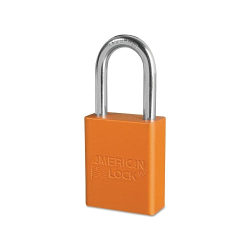 Master Lock® Solid Aluminum Padlock, 1/4 in dia, 1-1/2 in L x 3/4 in W, Orange (045-A1106ORJ) Each