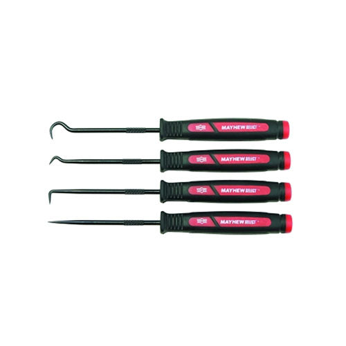 Mayhew Tools 4 Pc. Dominator Mini Hook & Pick Set, Straight, 45° Double Angled Hook, 90° Angled Hook, Curved Hook (479-60003) 1 Set