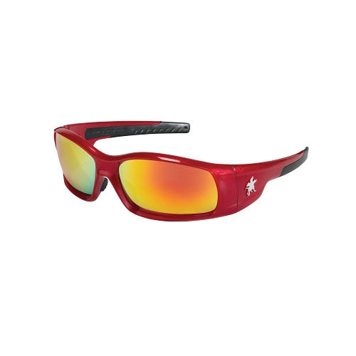 MCR™ Safety Swagger Safety Glasses, Fire Mirror Lens, Duramass Hard Coat, Red Frame (135-SR13R) 1 Pair