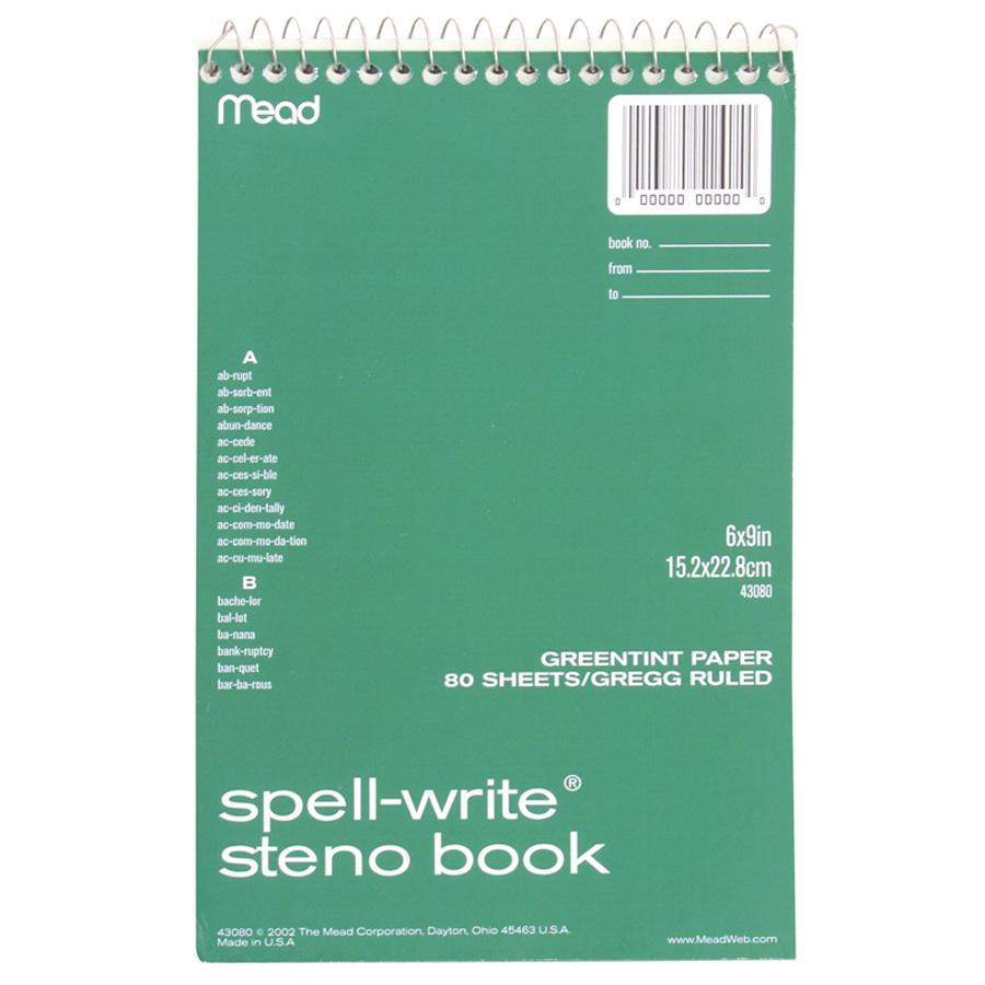 Steno Ruled Mead Steno Book, Gregg Ruled, Perforated, 8-1/2
