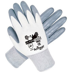 Memphis Glove Ultra Tech® Nitrile Coated Gloves, Medium, Gray/White (127-9683M) Case of 12