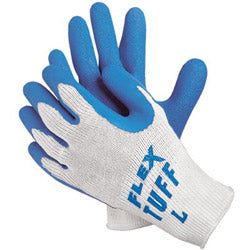 Memphis Glove Flex Tuff Latex Dipped Gloves, Medium, Blue/White (127-9680M) Case of 12