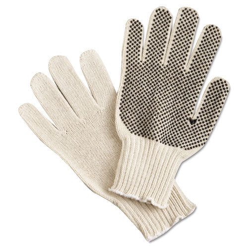 Memphis Glove PVC Dot String Knit Gloves, Large, Natural, 1-Sided Dots (127-9650LM) Case of 12