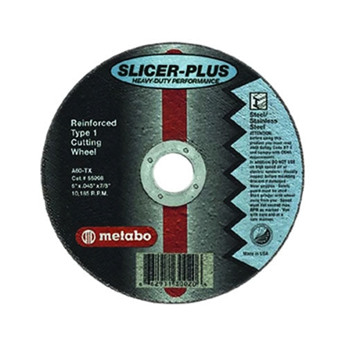 Metabo Slicer Plus High Performance Cutting Wheel, Type 1, 6 in Diameter, .045 in Thick, 60 Grit (469-655998000) Each