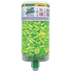 Moldex PlugStation® Earplug Dispenser, Disposable Plastic Bottle, Foam Earplugs, Green Swirls, Goin' Green® (507-6647) Box of 500