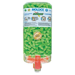 Moldex PlugStation® Earplug Dispenser, Disposable Plastic Bottle, Foam Earplugs, Bright Green, Meteors® (507-6875) Box of 500