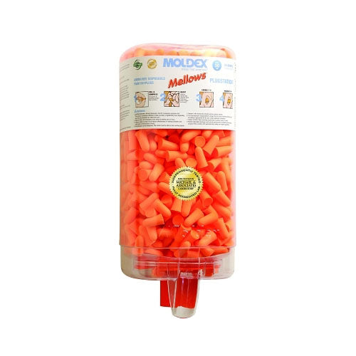 Moldex PlugStation® Earplug Dispenser, Disposable Plastic Bottle, Foam Earplugs, Bright Orange, Mellows® (507-6847) Each