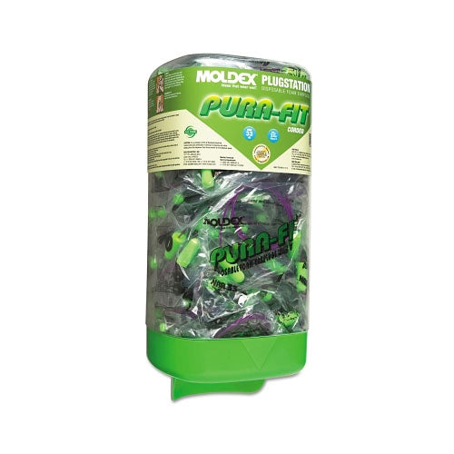 Moldex PlugStation® Earplug Dispenser, Disposable Plastic Bottle, Foam Earplugs, Bright Green, Pura-Fit® (507-6882) Each