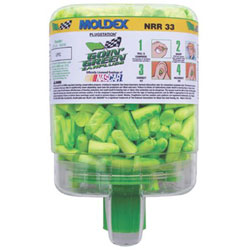 Moldex PlugStation® Earplug Dispenser, Disposable Plastic Bottle, Foam Earplugs, Green Swirls, Goin' Green® (507-6646) Box of 250