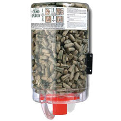 Moldex PlugStation® Earplug Dispenser, Disposable Plastic Bottle, Foam Earplugs, Tan/Green Swirls/Streaks, CAMO PLUGS® (507-6648) Box of 500
