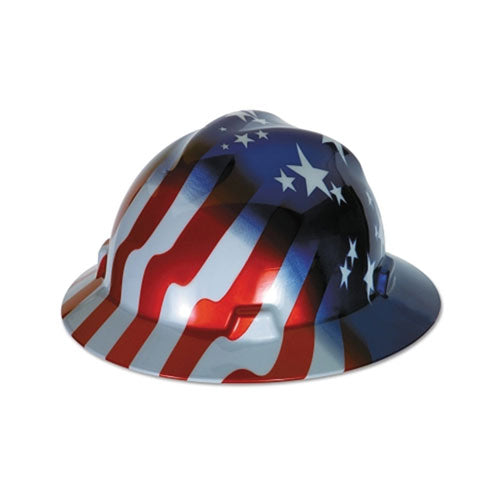 MSA Freedom Series™ V-Gard® Helmet, Fas-Trac III, Slotted, American Stars & Stripes (454-10071157) Each
