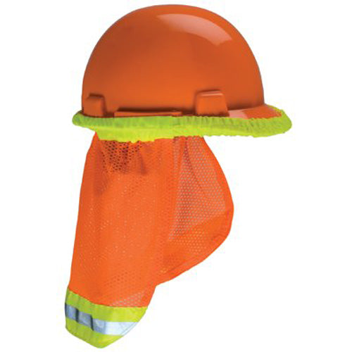 MSA SunShade Hard Hat Protector, Fits Most Hats and Caps, Orange with Reflective Stripe (454-10098031) Each