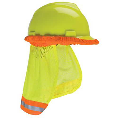 MSA SunShade Hard Hat Protector, Fits Most Hats and Caps, Yellow/Green with Reflective Stripe (454-10098032) Each