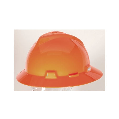 MSA V-Gard Full Brim Hard Hats, 4 Point, Cap, Orange (454-489360) Each