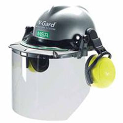 MSA V-Gard® Visor Frame for General Purposes, For All MSA Slotted Caps, Black/Green, Debris Control Sold Separately (454-10115730) Each