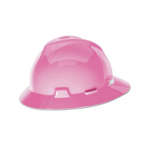 MSA V-Gard Protective Full Brim Hat, Fas-Trac III, 6 1/2 - 8, Hot Pink (454-10156373) Each