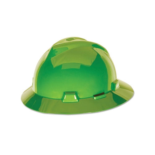 MSA V-Gard® Protective Hat, Fas-Trac Ratchet, Slotted, Bright Lime Green (454-815570) Each