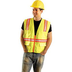 Occunomix Non-ANSI Contractor Style Solid Vests, XL, Hi-Viz Yellow; Orange Contrast Trim (561-LUX-XTRANS-YXL) Each