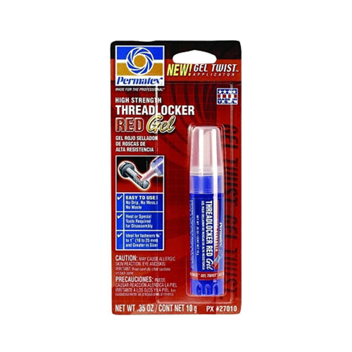 Permatex High Strength Red Threadlockers, 10 mL, 1 in Thread, Red (230-27010) 1 Case