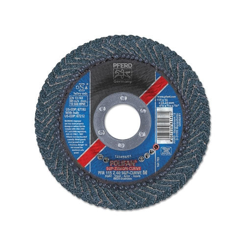 Pferd Inc POLIFAN® Curve Flap Wheel, 4-1/2 in x 5/8 in, 60 Grit, 13300 RPM (419-67381) Each