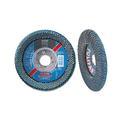 Pferd Inc POLIFAN® SGP Zircon-Curve Radial Type PFR Flap Disc, 4-1/2 in x 5/8 in, 40 Grit, 7/8 Arbor, 13,300 RPM (419-67339) Each